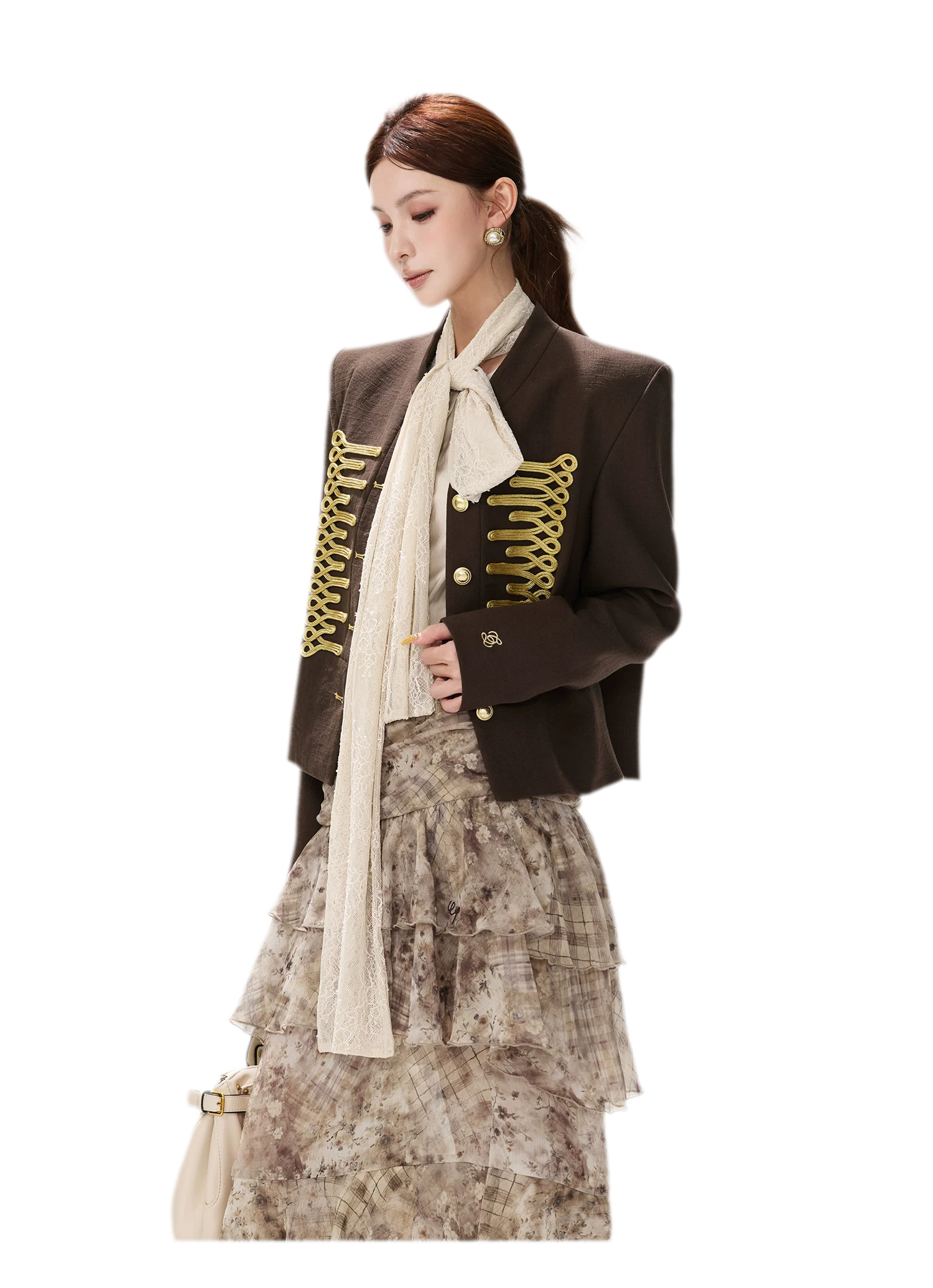 Textured Cropped Stand-Collar Jacket