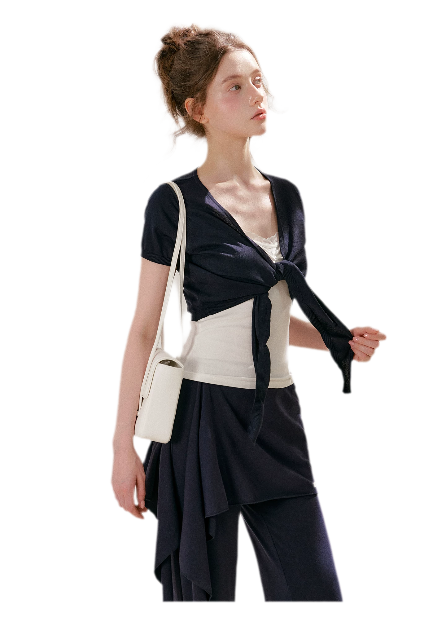 Sportique Cropped Knit Cardigan