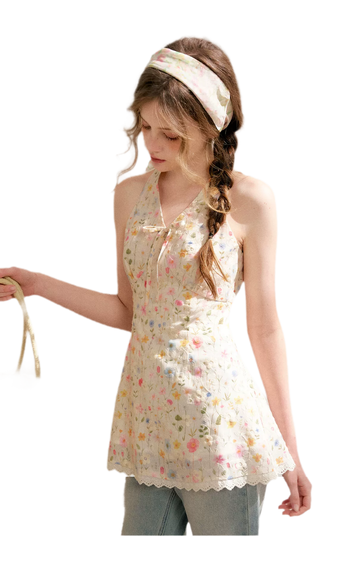 Dreamy Garden Embroidered Halter Top
