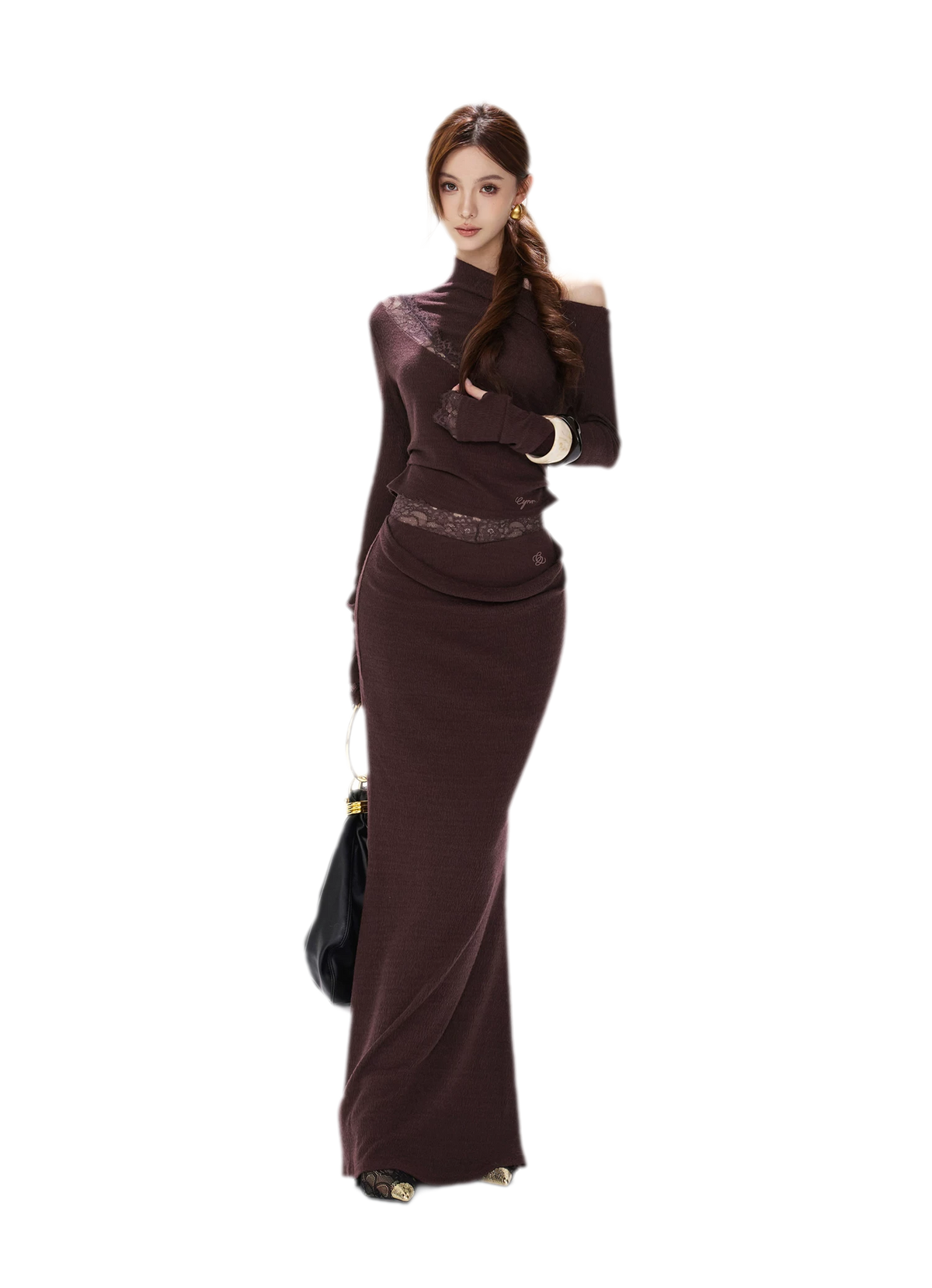 Lace Draped Two-Piece Set