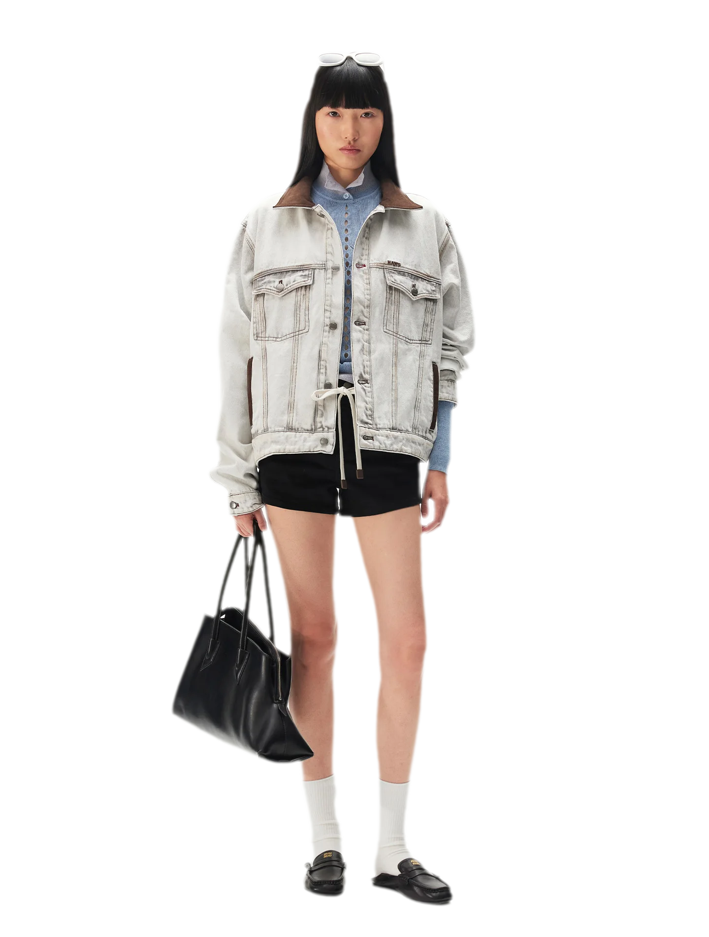 Enzyme Washed Suede-Panel Jacket