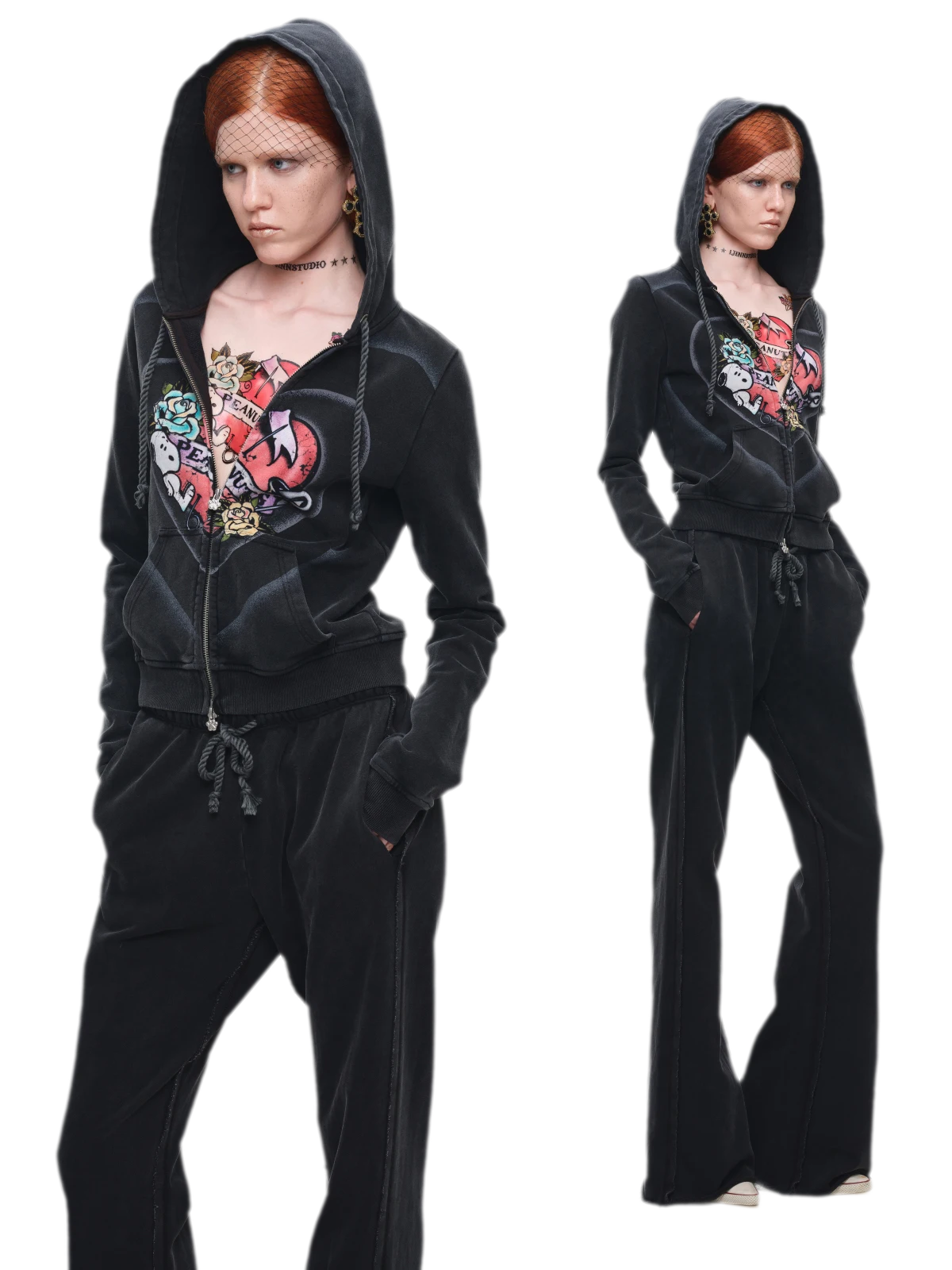 Washed Zip Hoodie Set