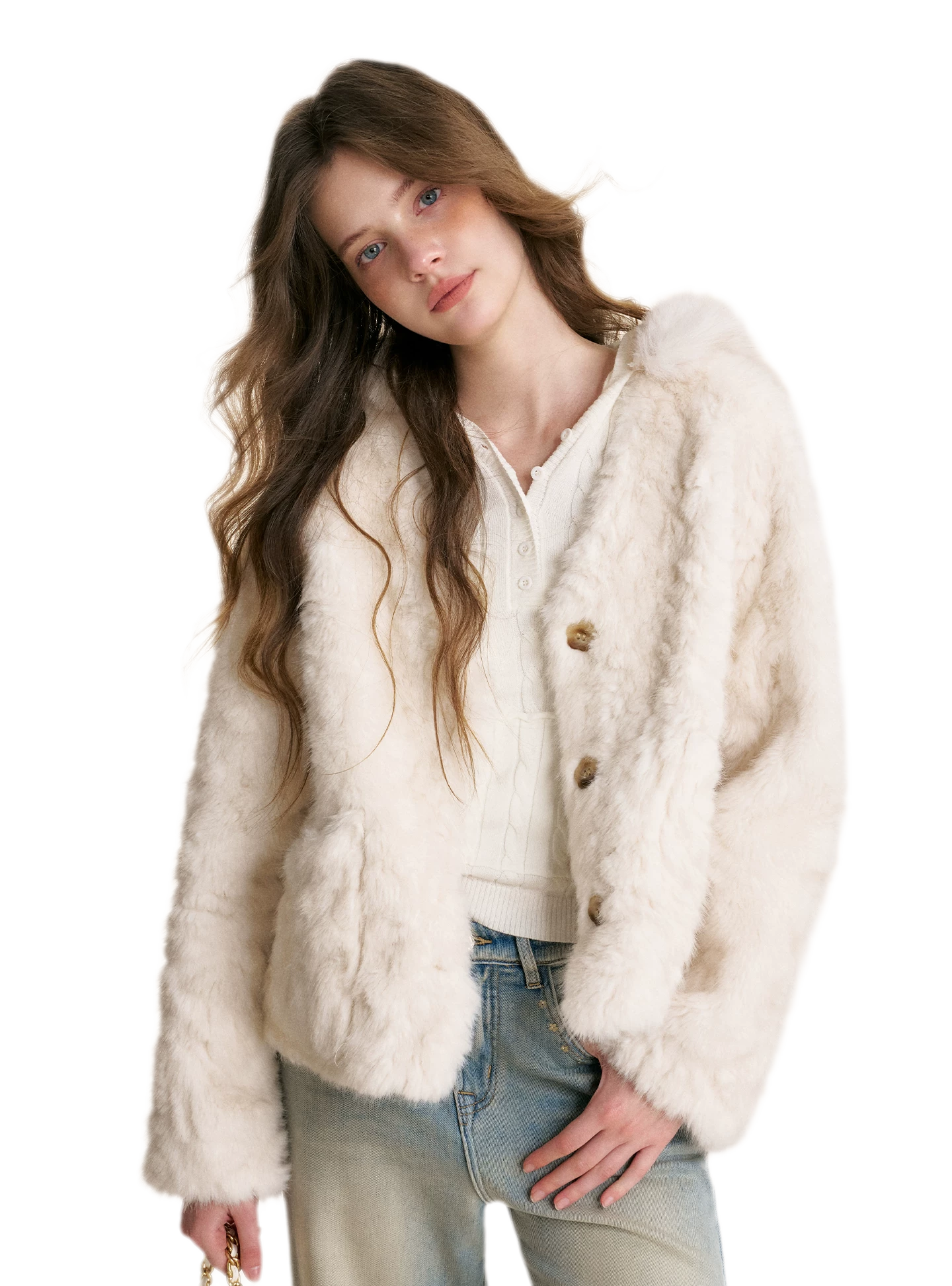 Detachable Scarf Plush Jacket