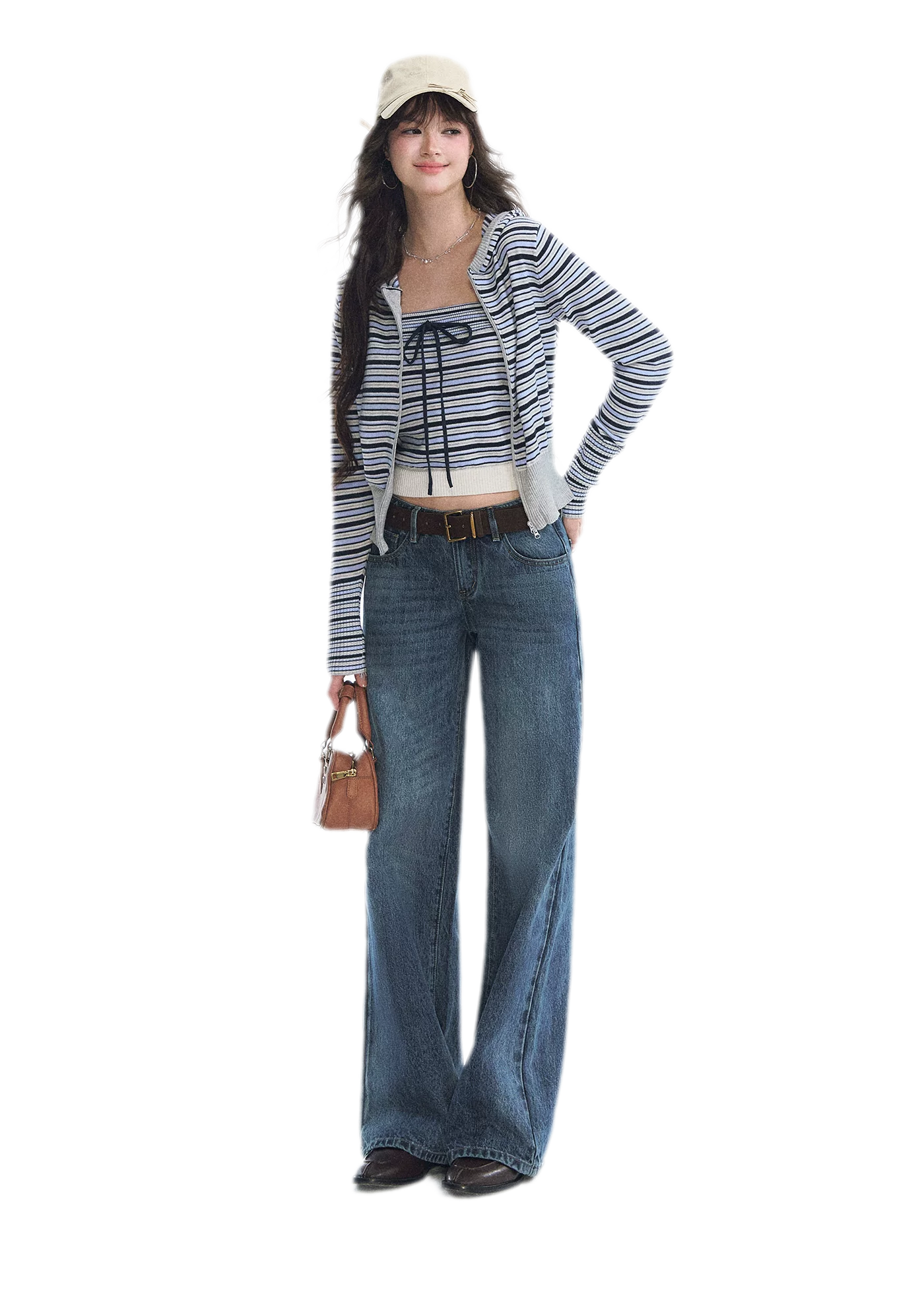 Washed Bow Embroidered Jeans