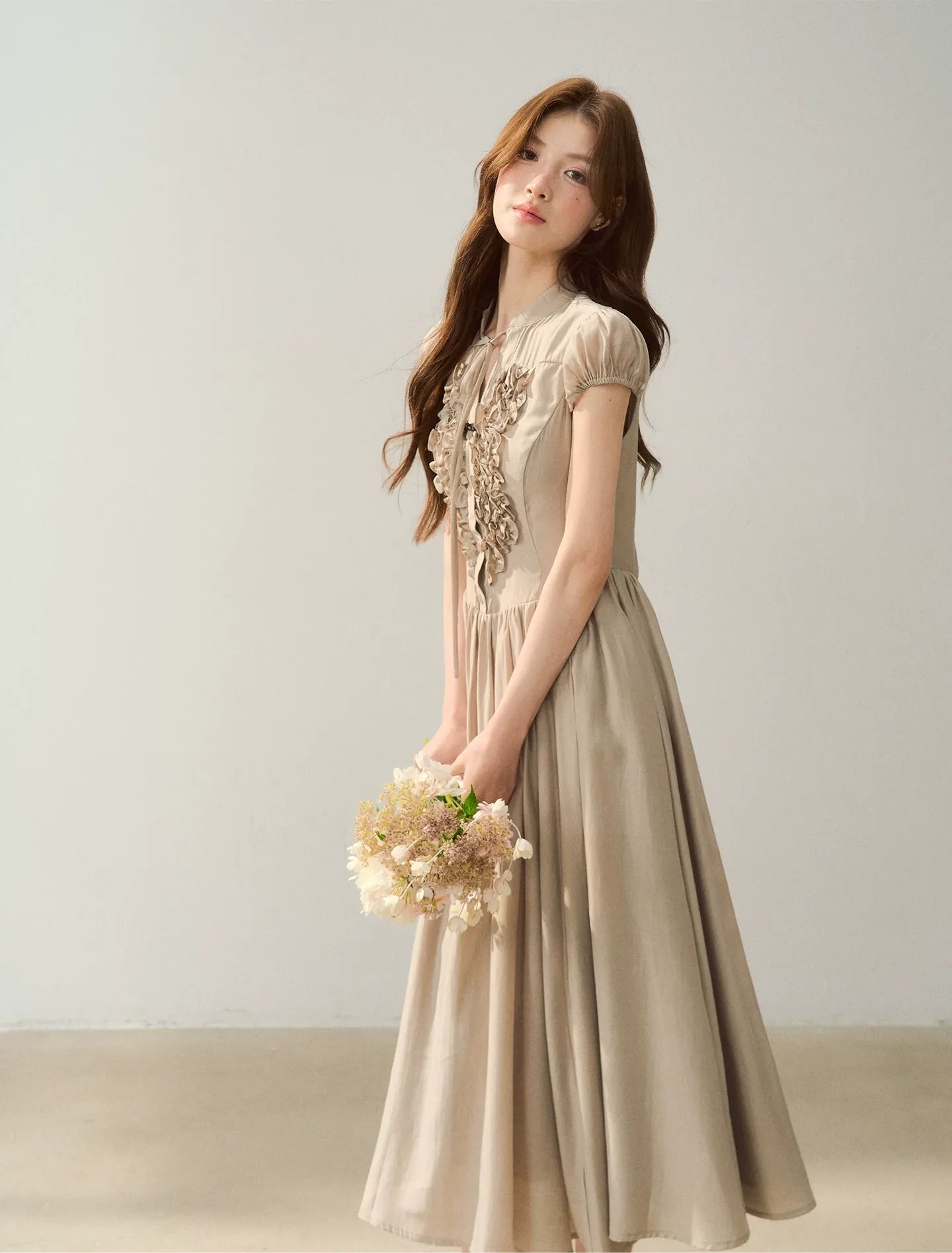 Ruffle V-Neck Maxi Dress