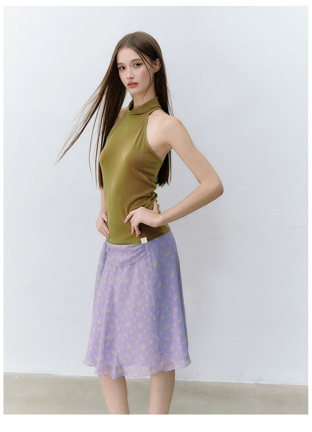 French Style Floral Chiffon Skirt