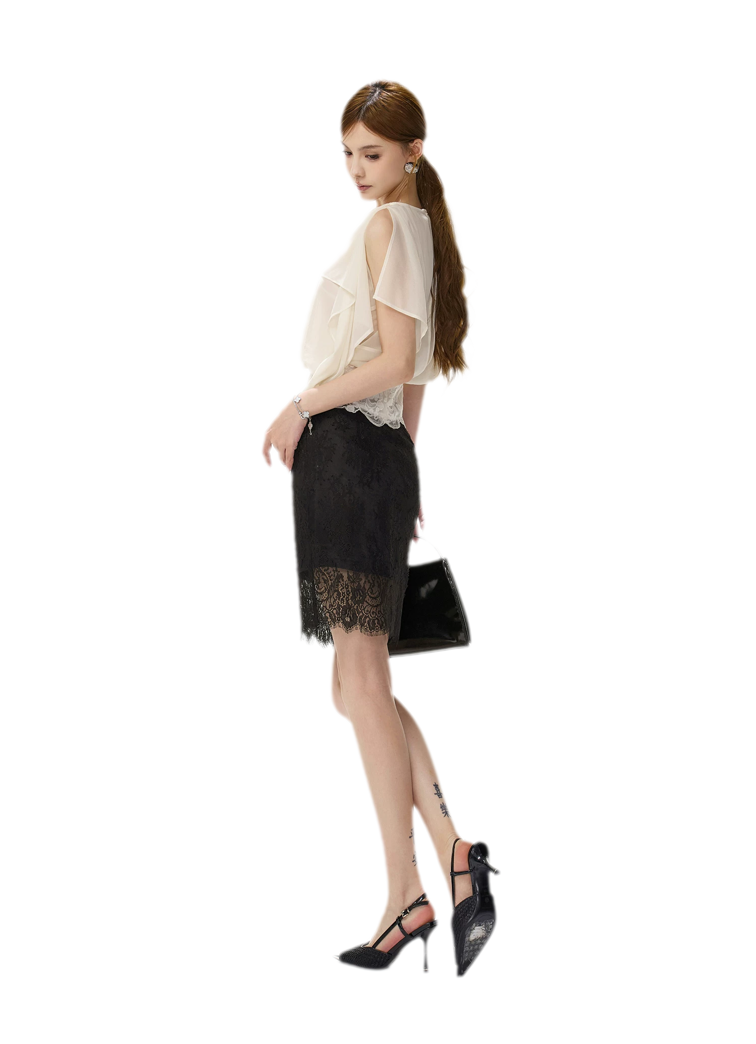 Off-Shoulder Chiffon Blouse