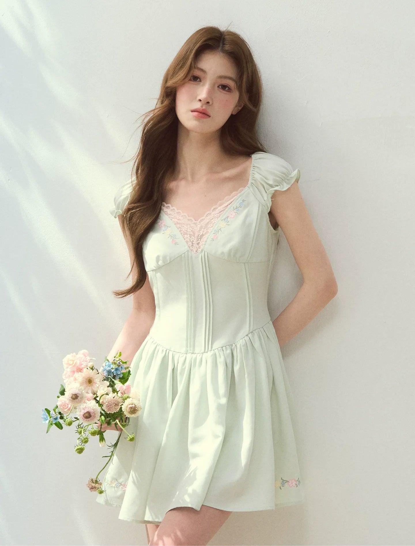 Lyocell Embroidered A-Line Dress