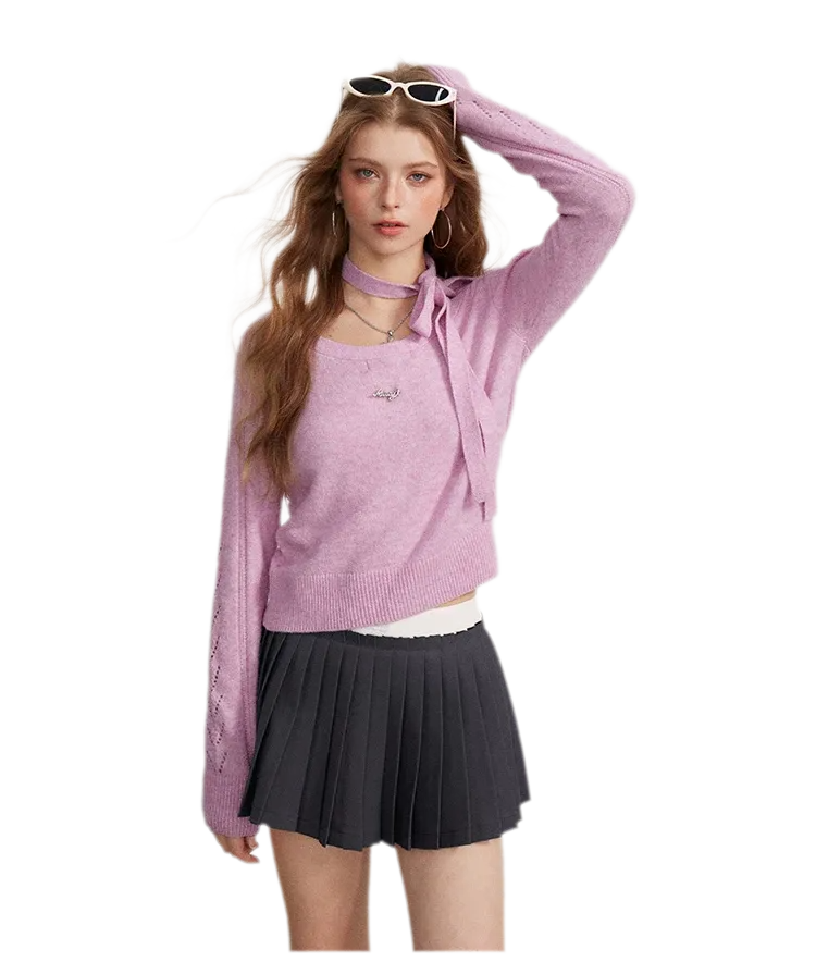 Openwork Reversible Knit Top