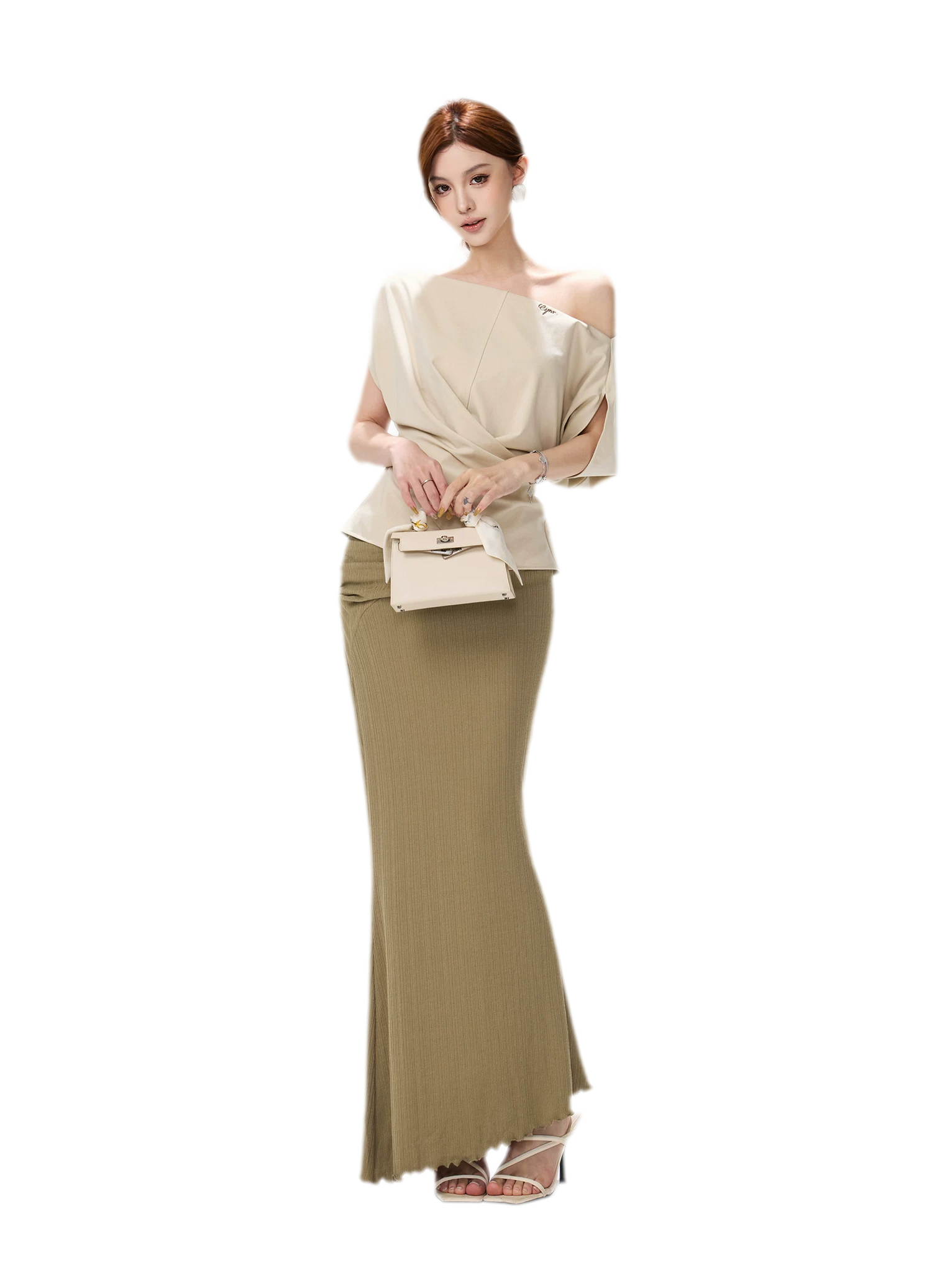 Lyocell Asymmetric Wrap Knit Top