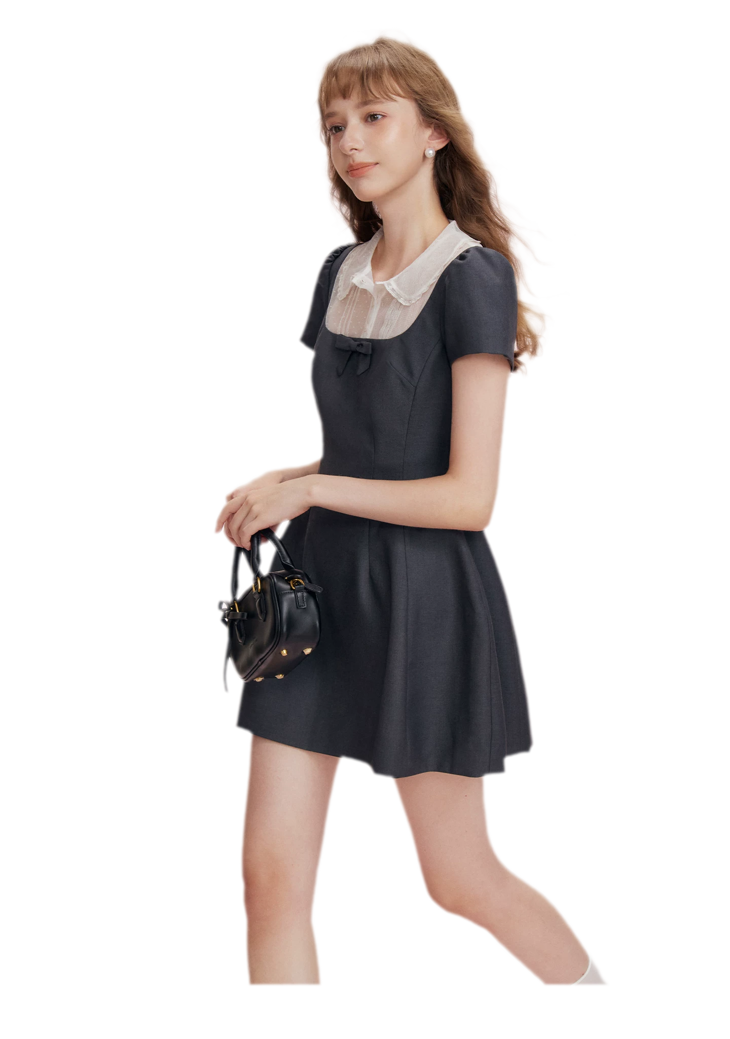 Mesh Panel Bow Waist Dress
