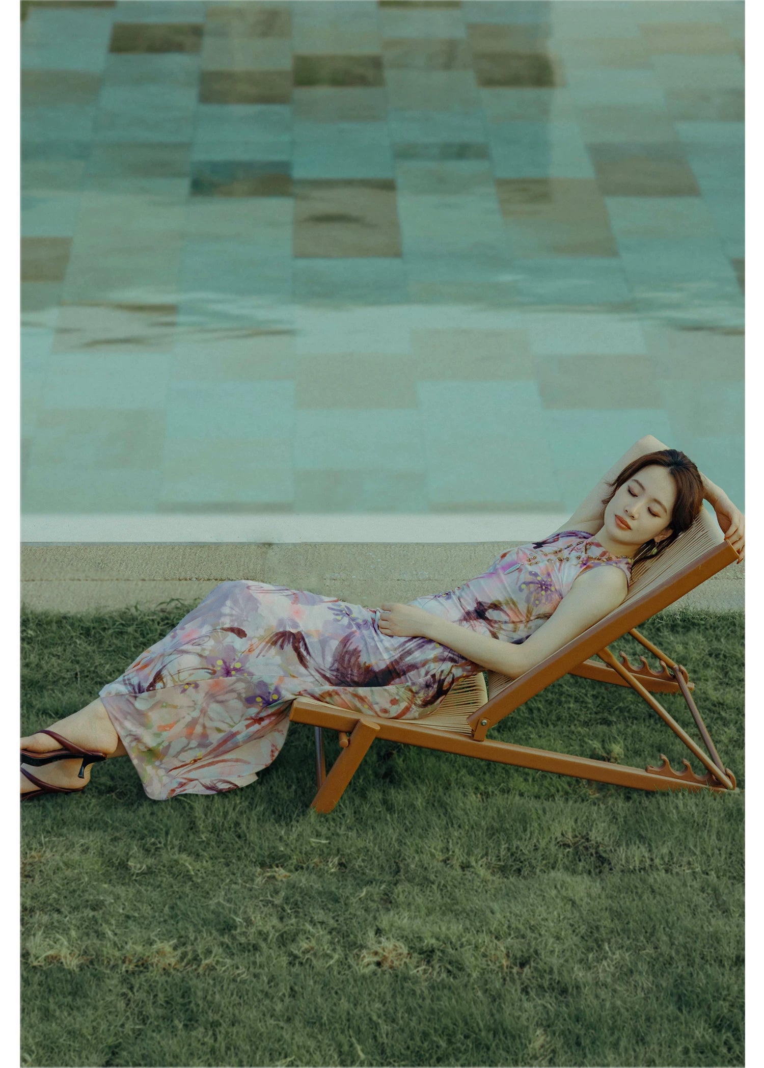Printed Mock Neck Mermaid Dress