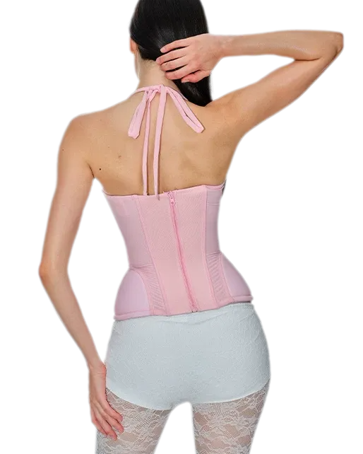 Pink Mesh Corset Bustier