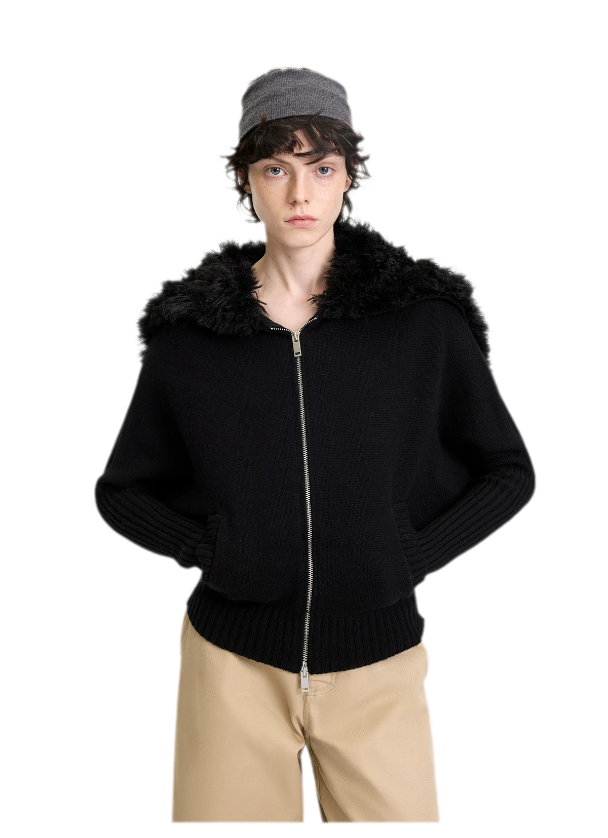 Textured Batwing Hooded Cardigan