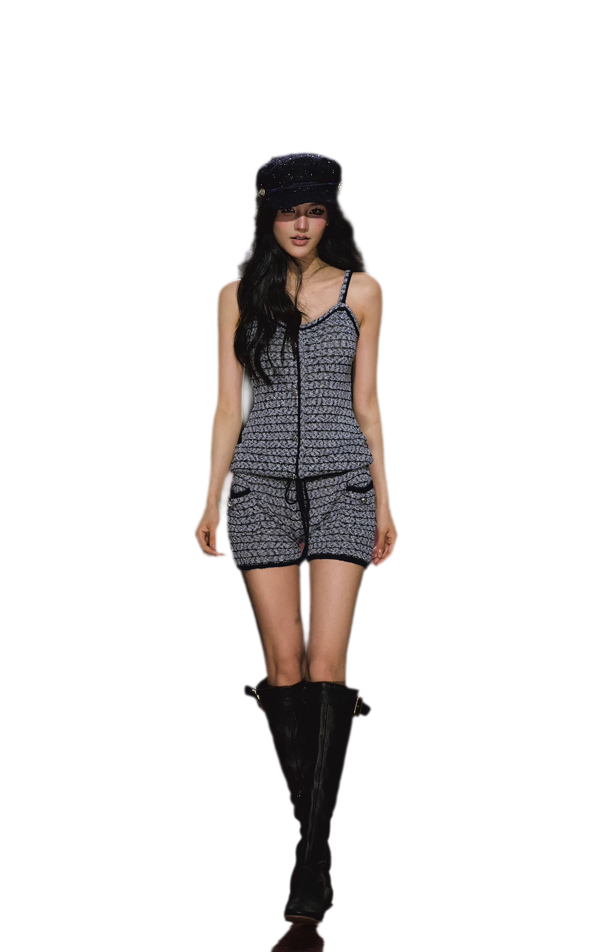 Gestreiftes Woll-Jumpsuit-Set