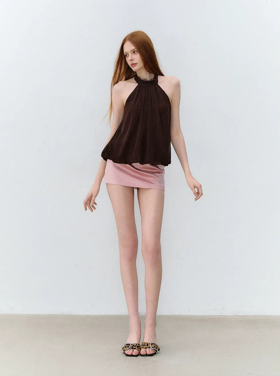 Sleeveless Chiffon Tie-Neck Waist Shirt