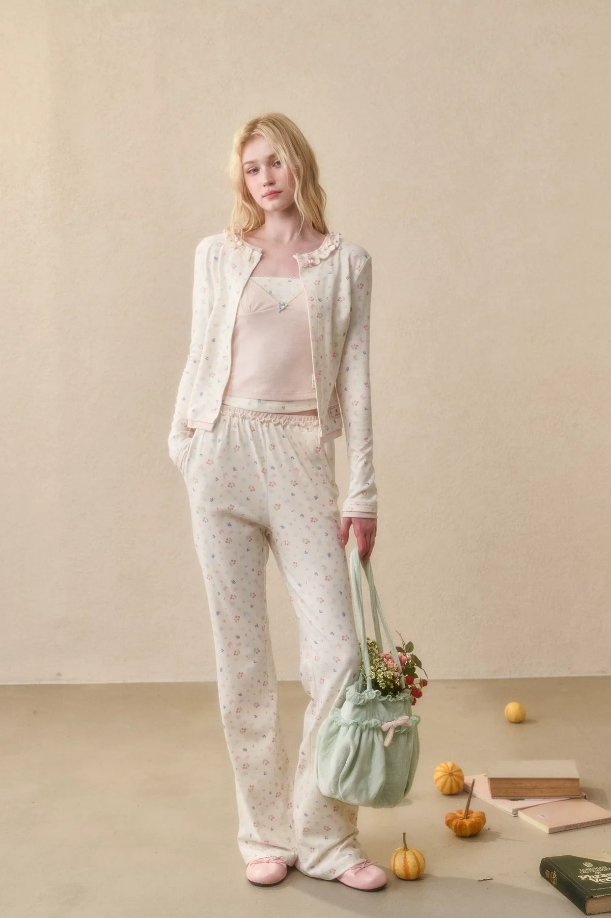Fruit Print Layered Knit Set