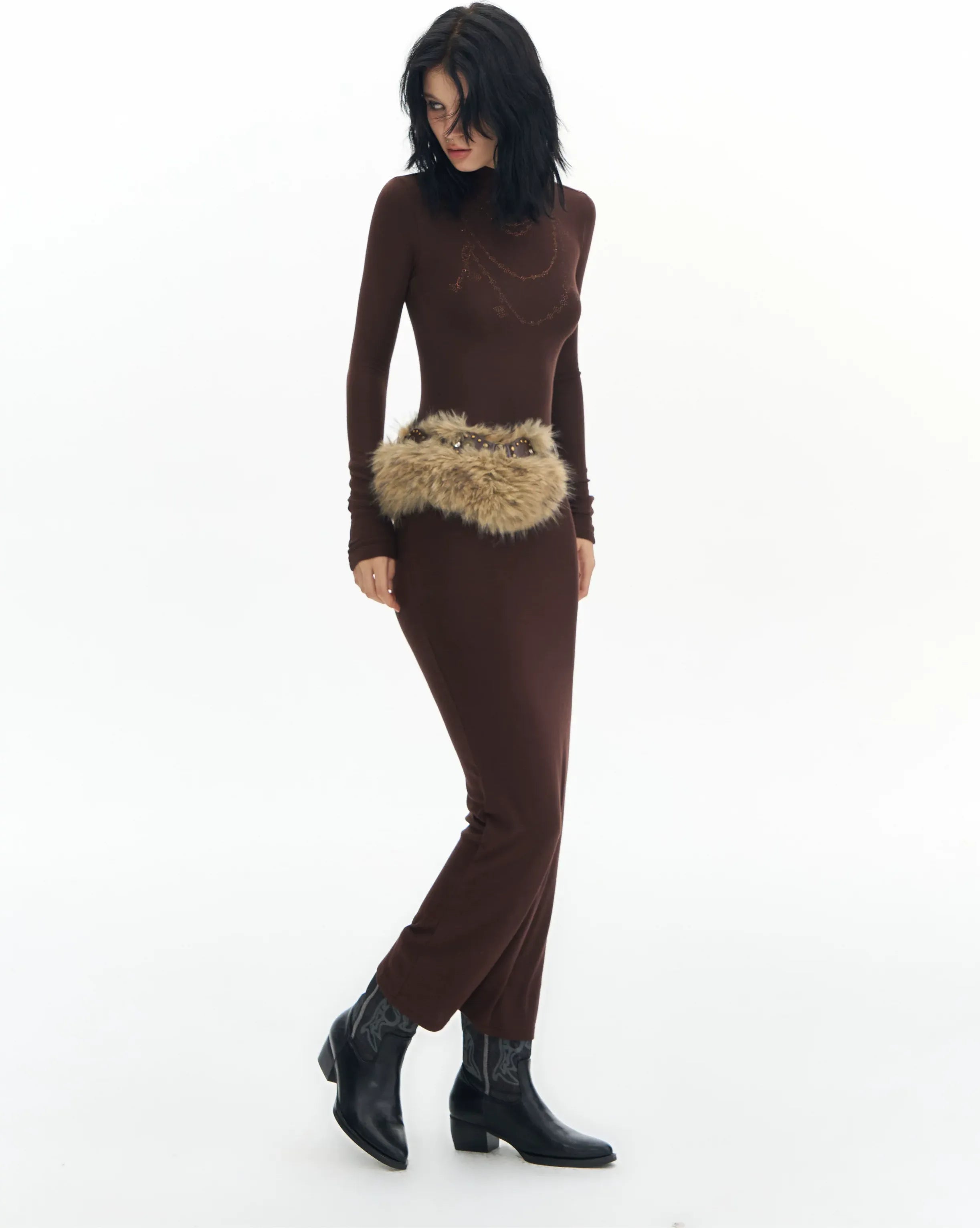 Rhinestone Slim Knit Dress