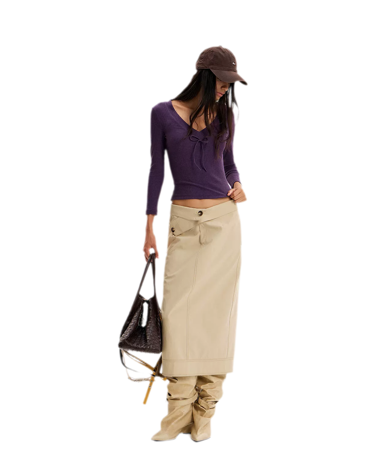 Structured High-Waisted Midi Skirt