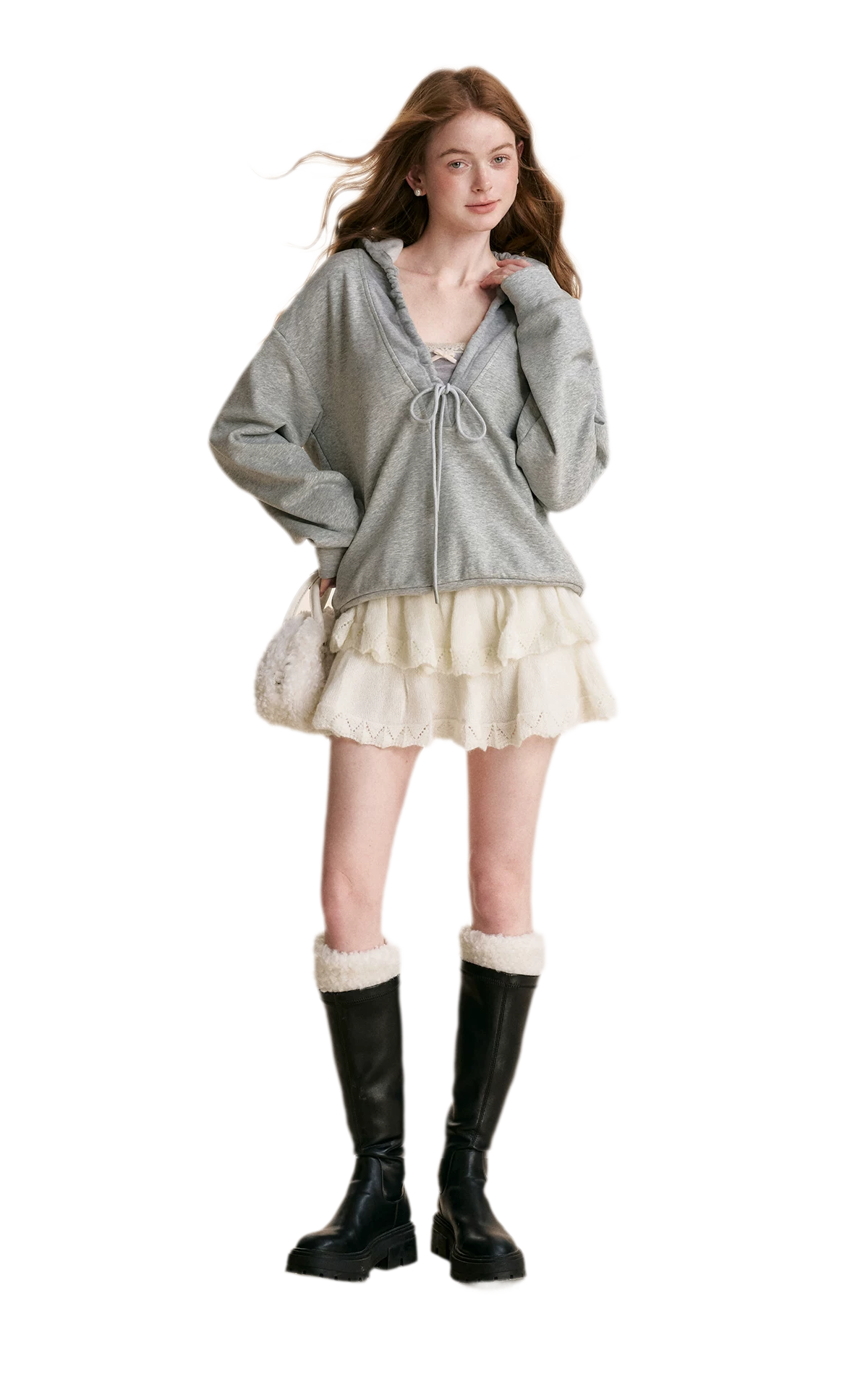 Cotton-Feel Ruched Oversized Hoodie