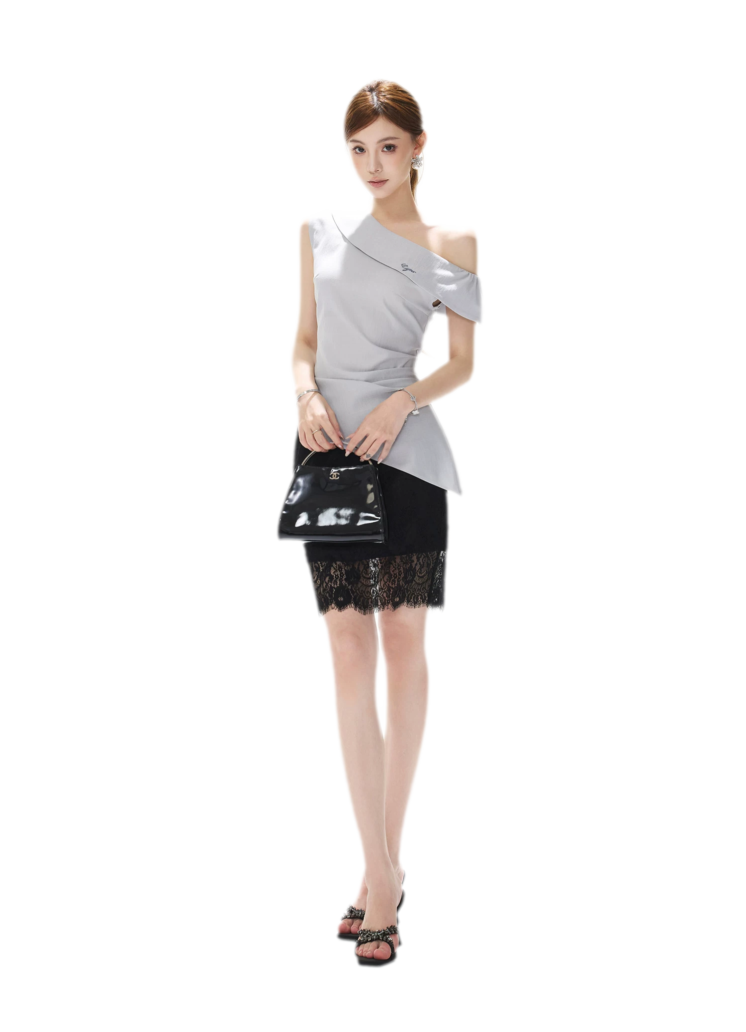Asymmetrical Halter Blouse