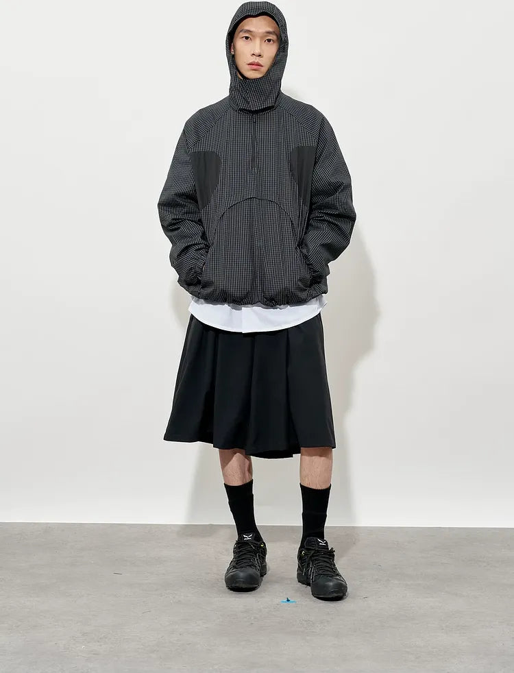 Checked Zip Pullover Jacket