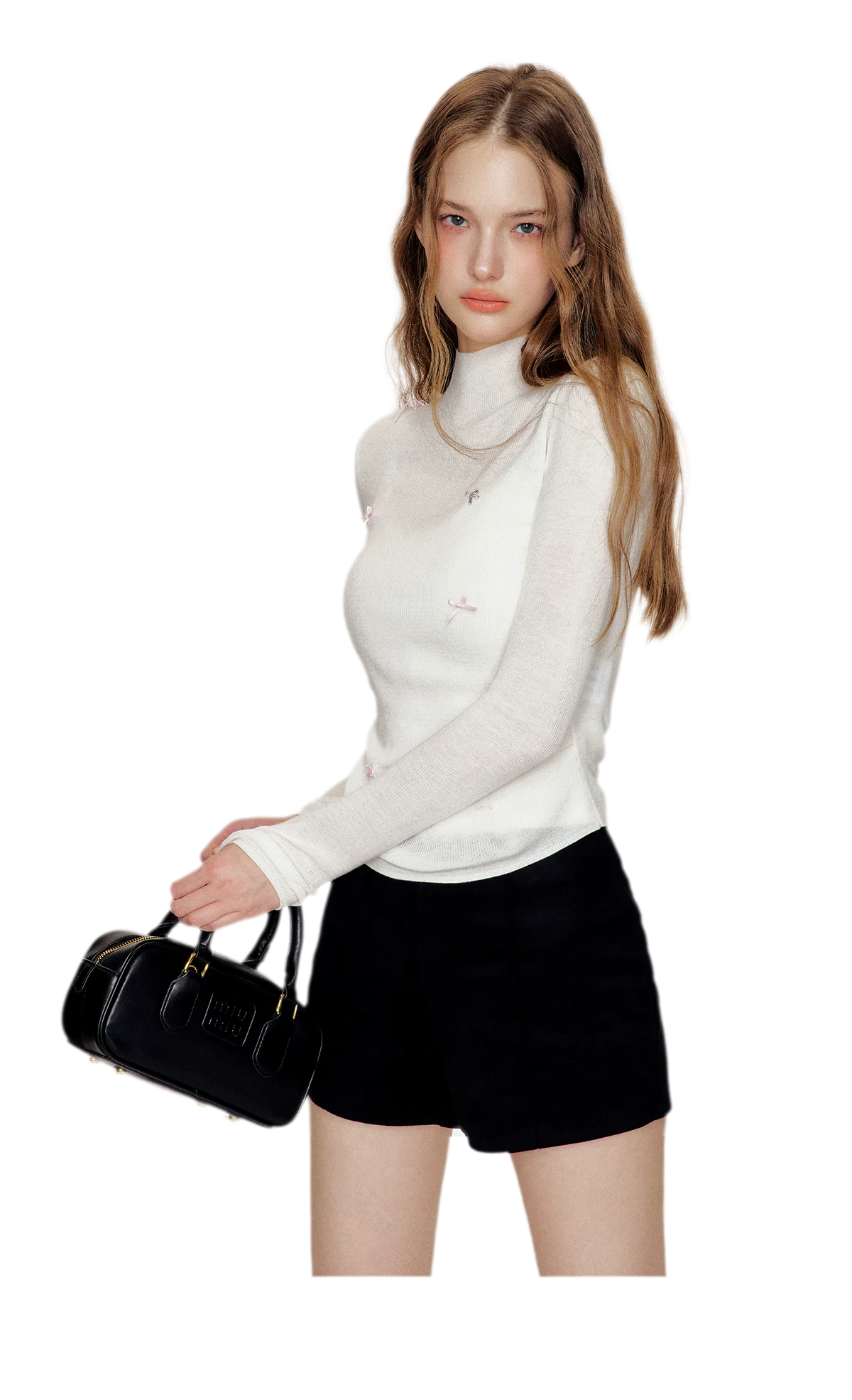 Fine Wool Ruched Bow Top