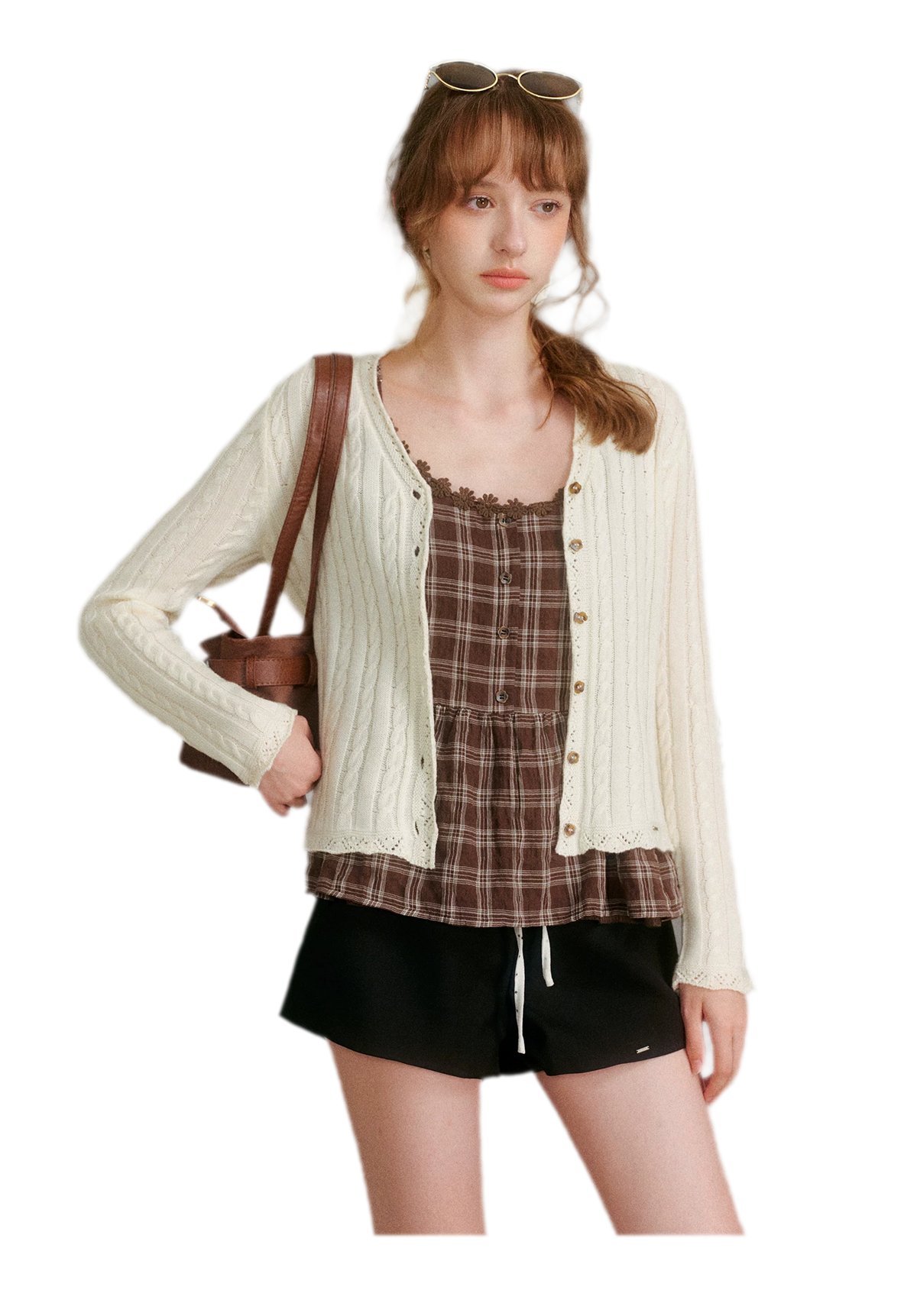 Textured Plaid Lace Top