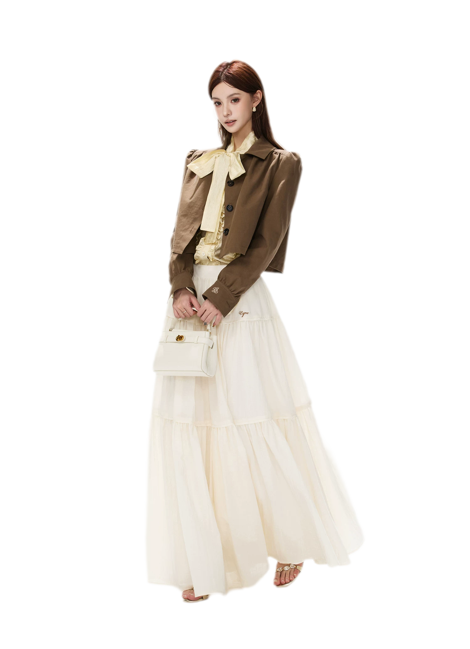 Vintage Puff Sleeve Cropped Jacket