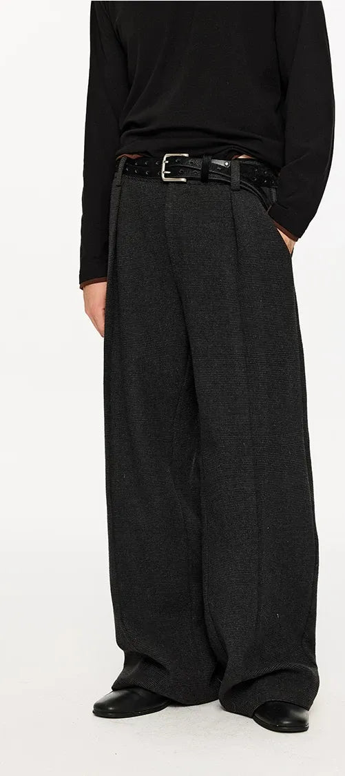 500G Houndstooth Pleated Wide-Leg Pants