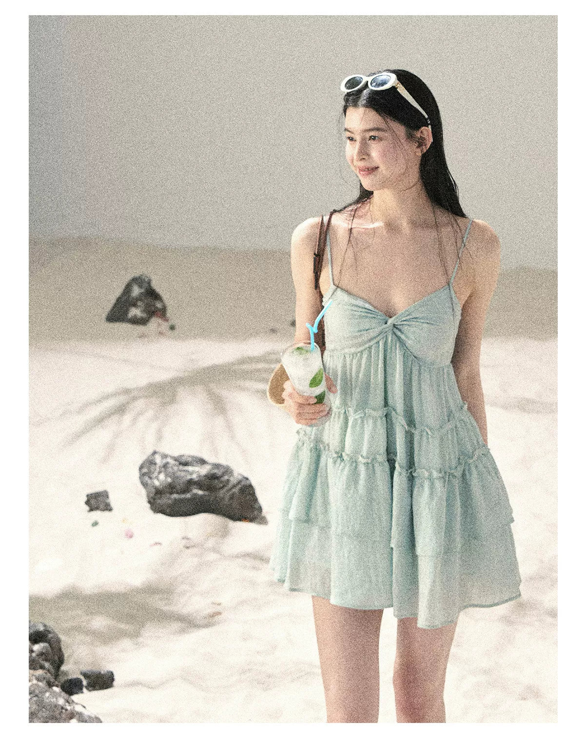 "Mossy Stone Steps" Summer Beach Camisole Dress
