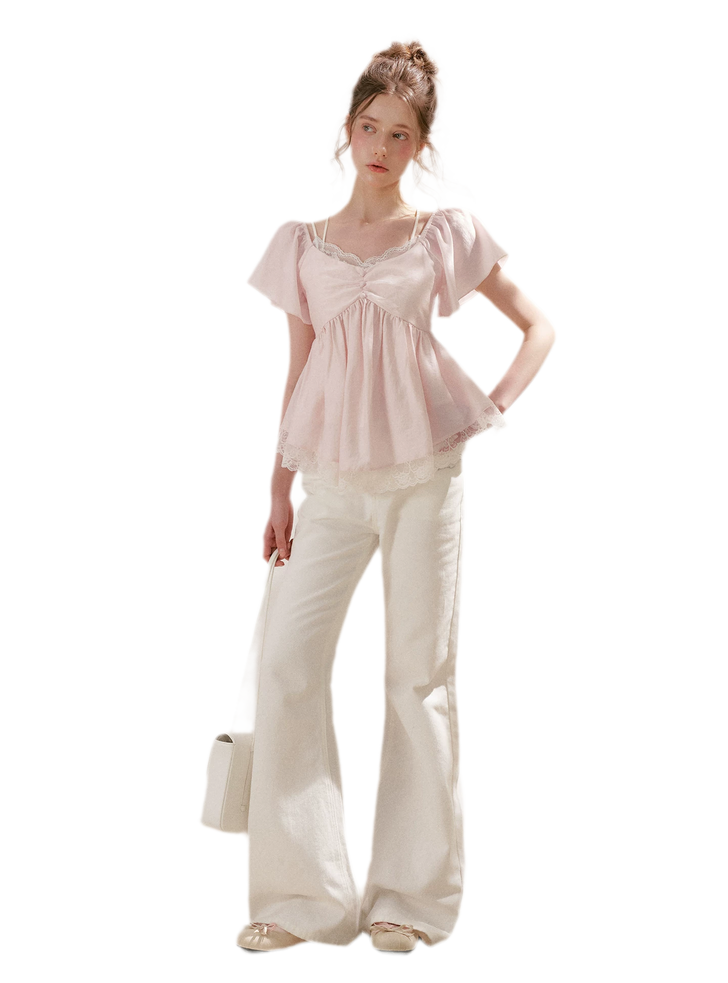 Tencel Lace V-Neck T-Shirt