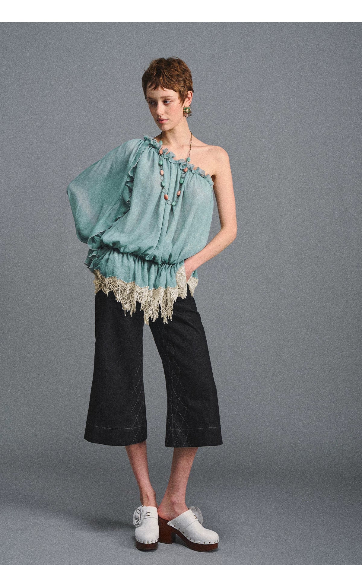 One-Shoulder Chiffon Blouse