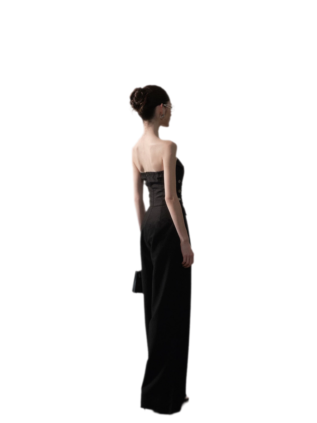 Ruched Strapless Wide-Leg Jumpsuit
