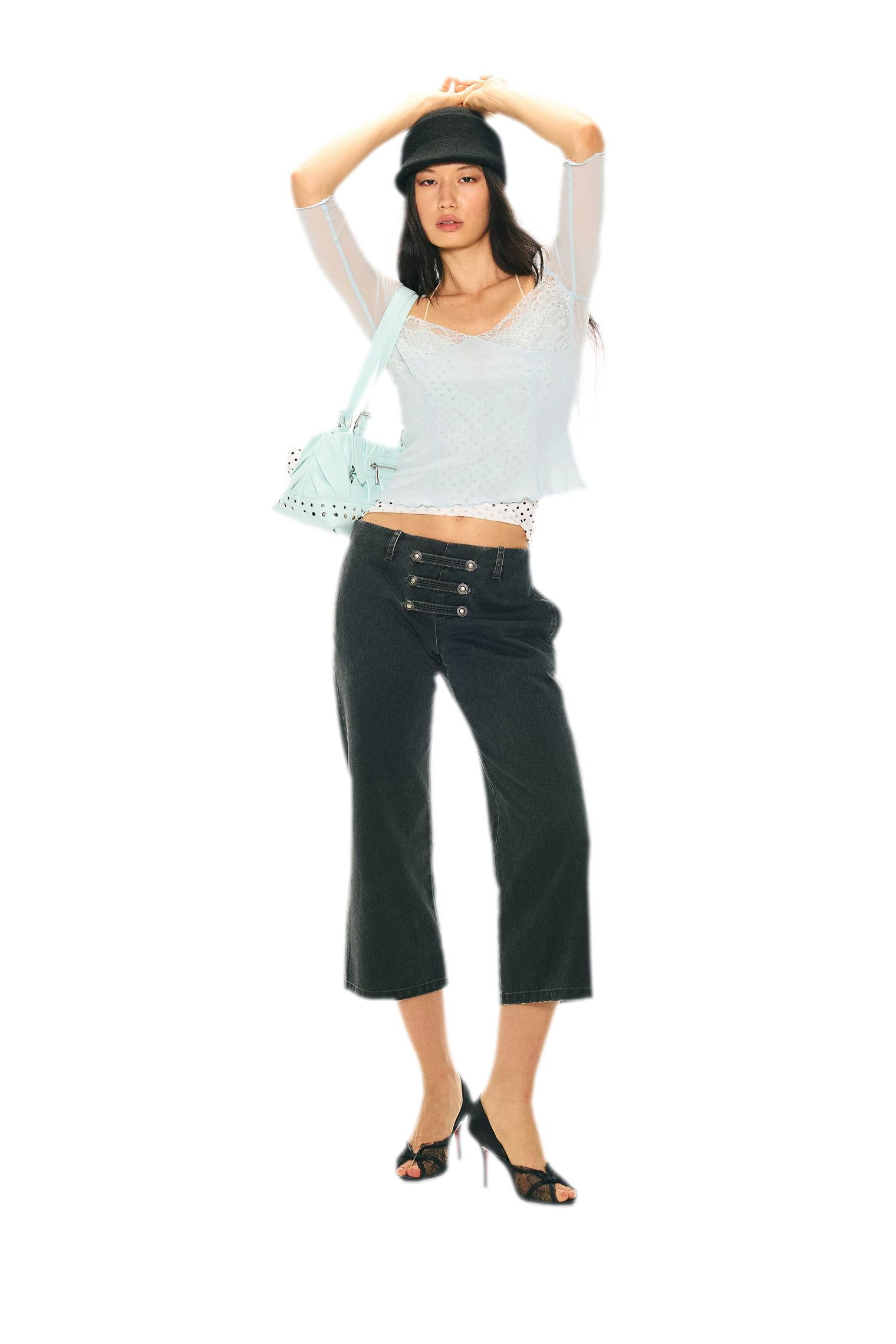 Vintage Pirate Buckle Denim Capris