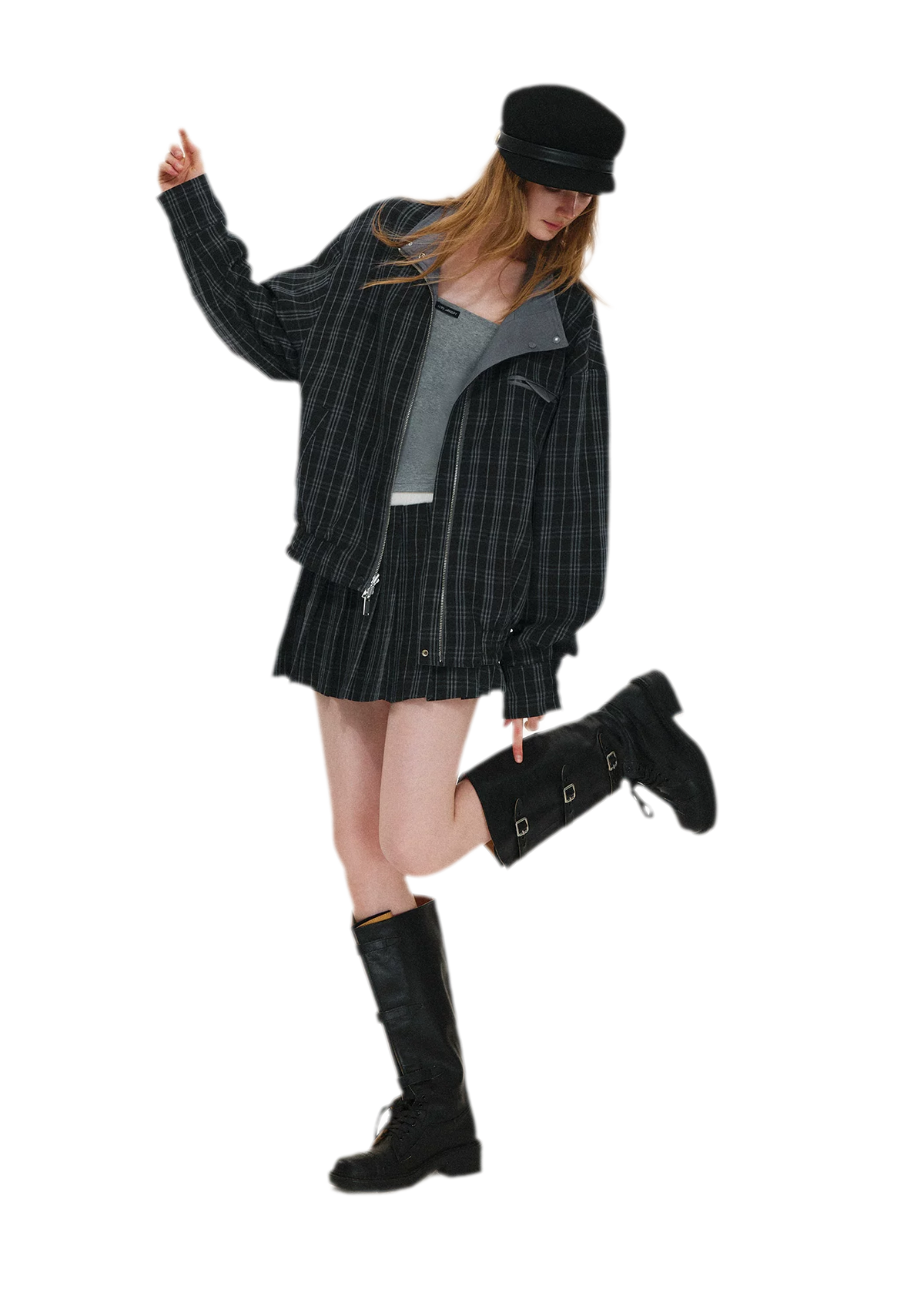 Reversible Plaid Boxy Jacket