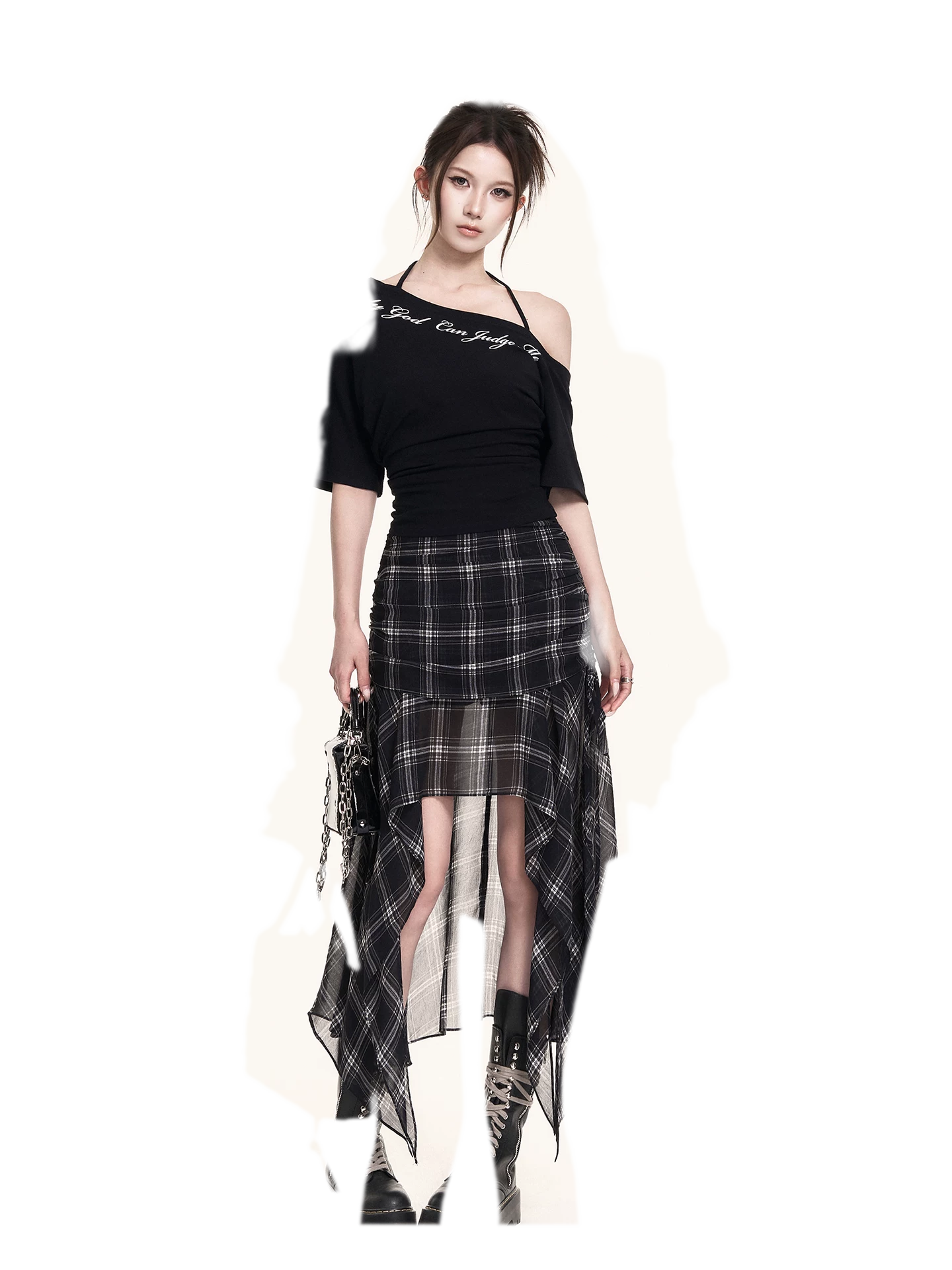 Asymmetric Halter Crop Tee