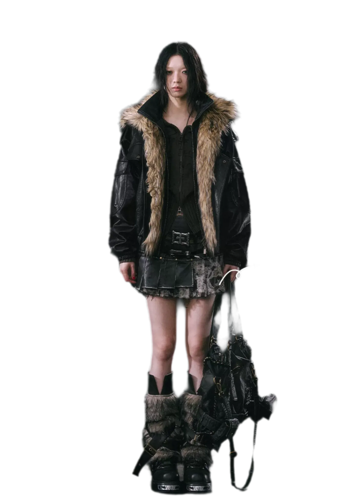 Detachable Fur Collar Flight Jacket