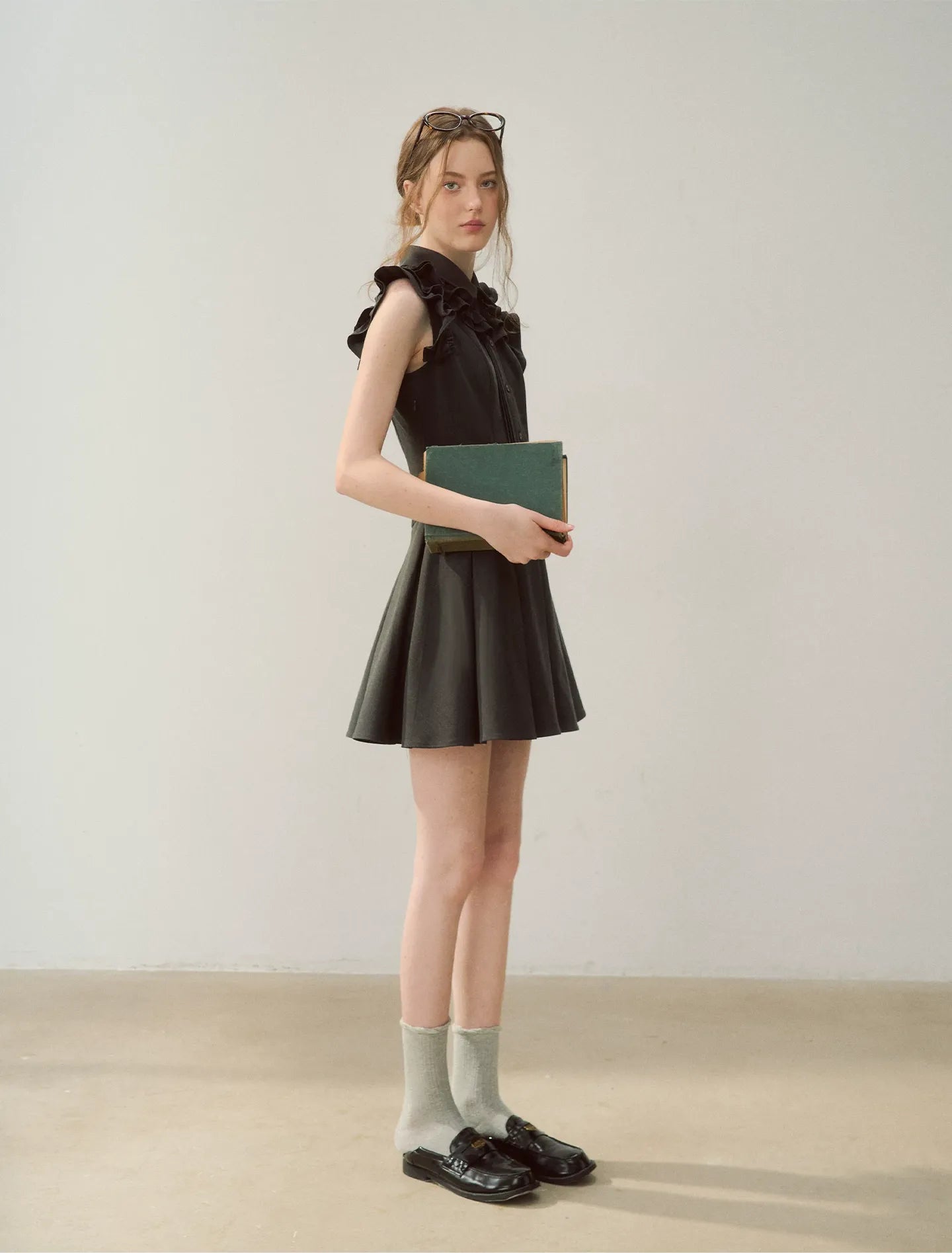 Pintuck Ruffle Dress