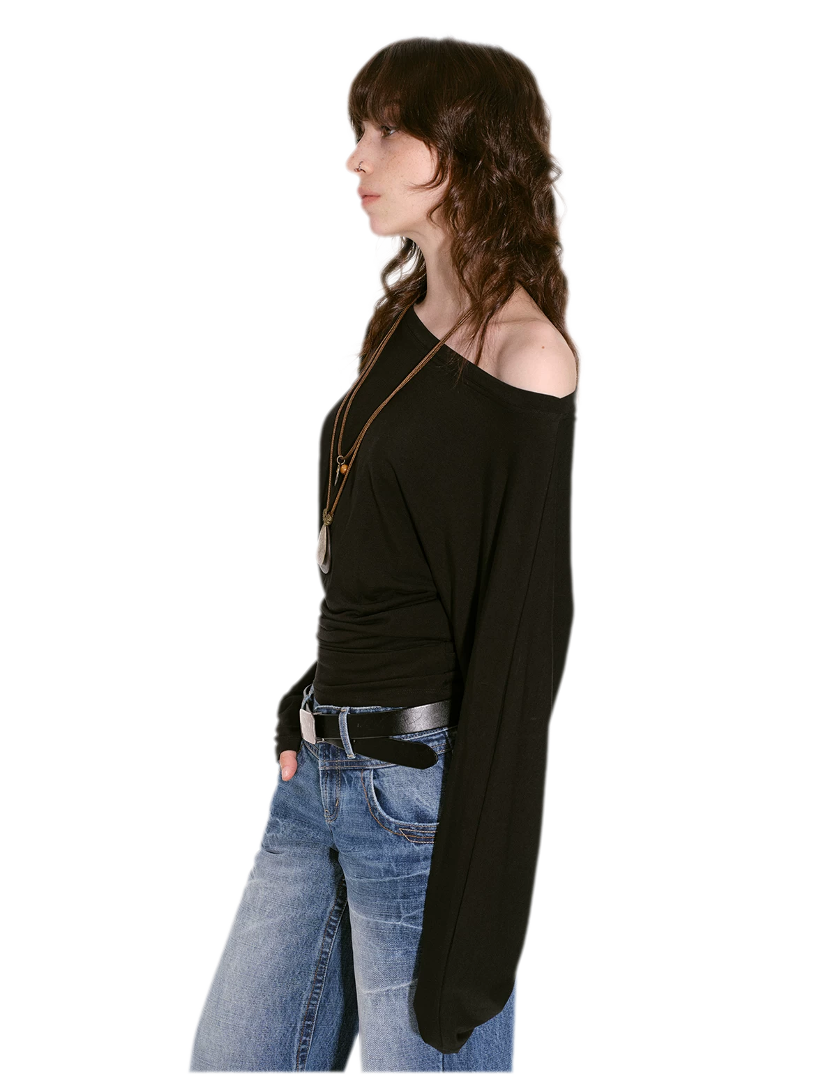 Lyocell Off-Shoulder Cropped Top