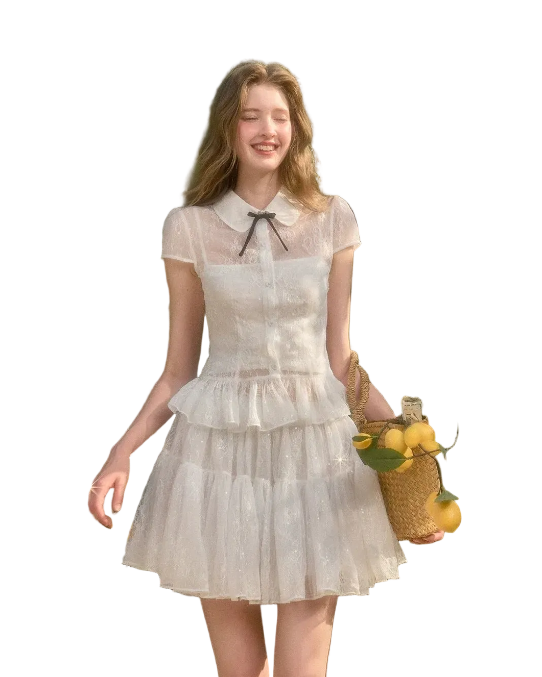 Water Droplet Lace Shirt & Skirt