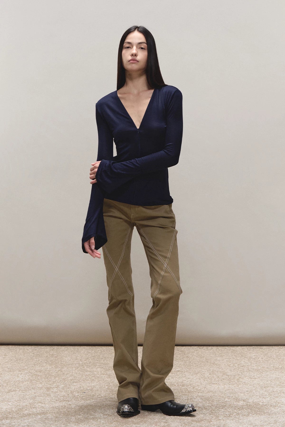Vintage Distressed Khaki Slim Fit Casual Pants