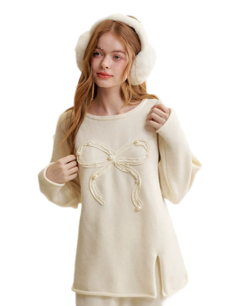 Bow Embroidered Knit Set