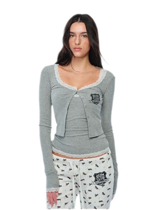 Áo camisole họa tiết viền ren