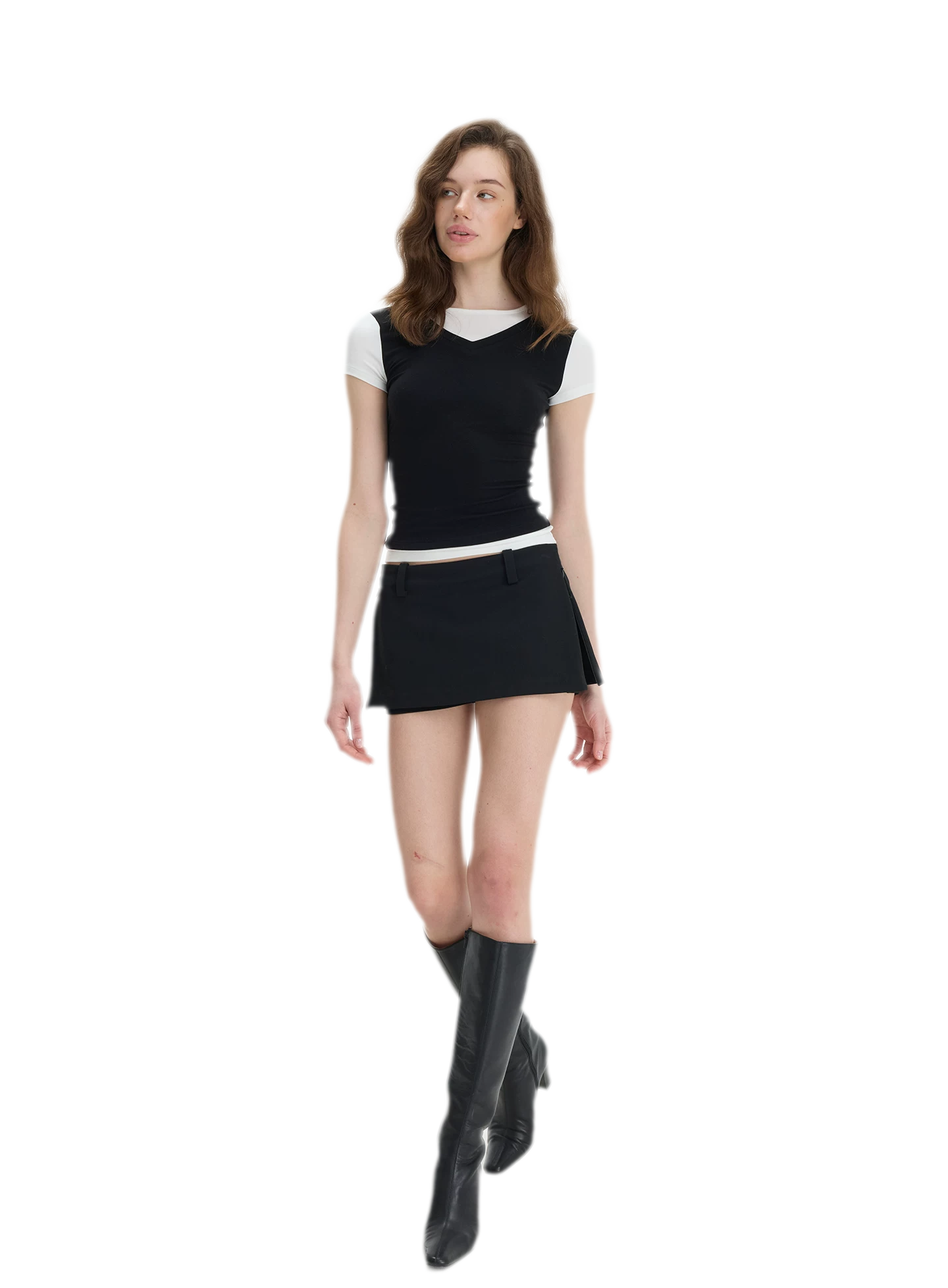 Contrast Faux Two-Piece T-Shirt