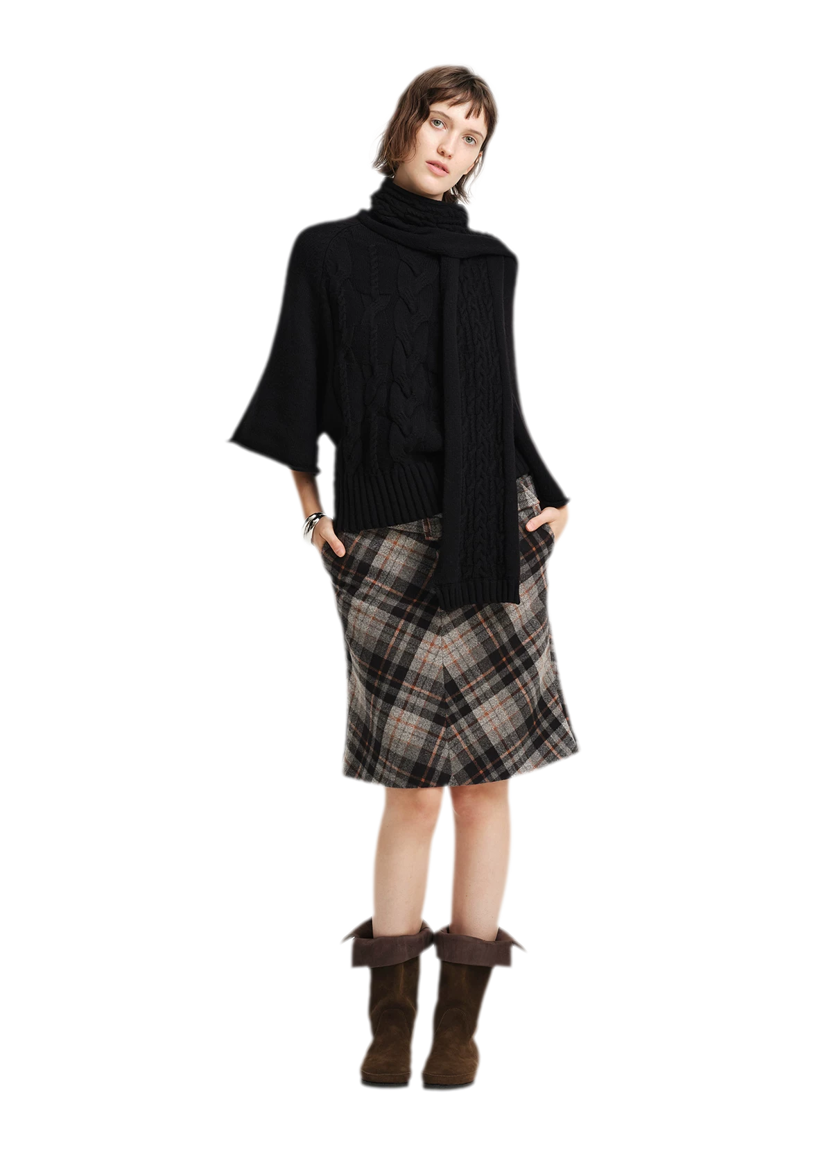 Kabelstrick-Cape-Pullover