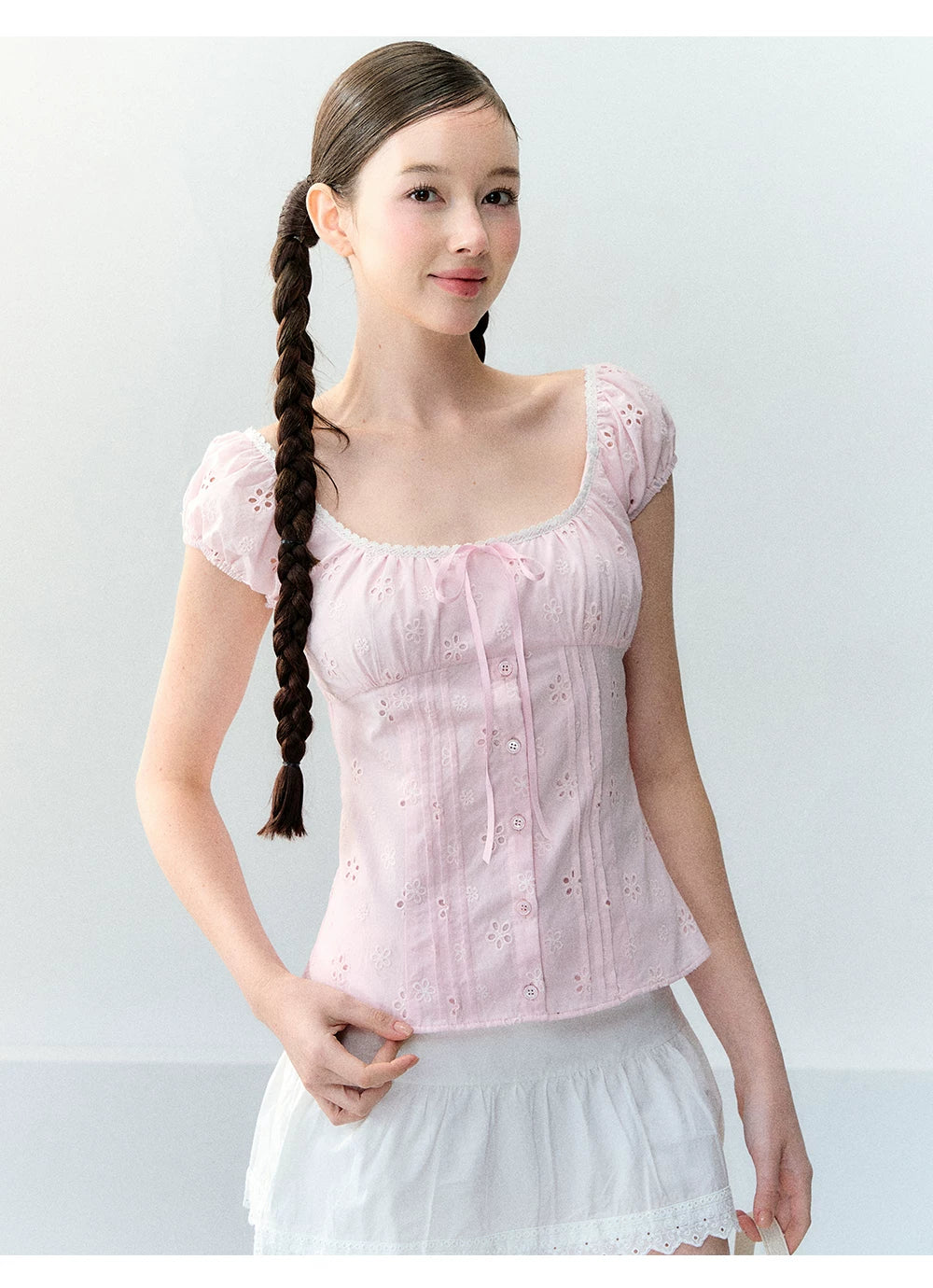 Vintage Bow Tie Waist-Defining Shirt