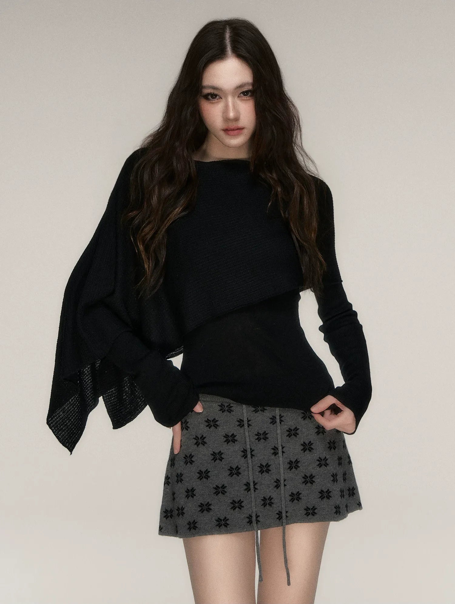 Stretch Shawl Cape Sweater