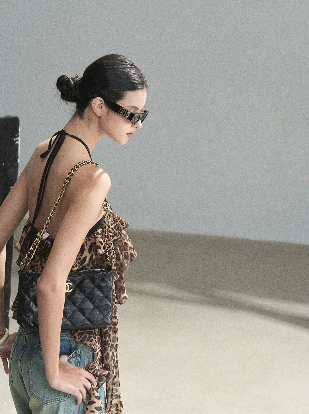 Leopard Ruffle Halter Top