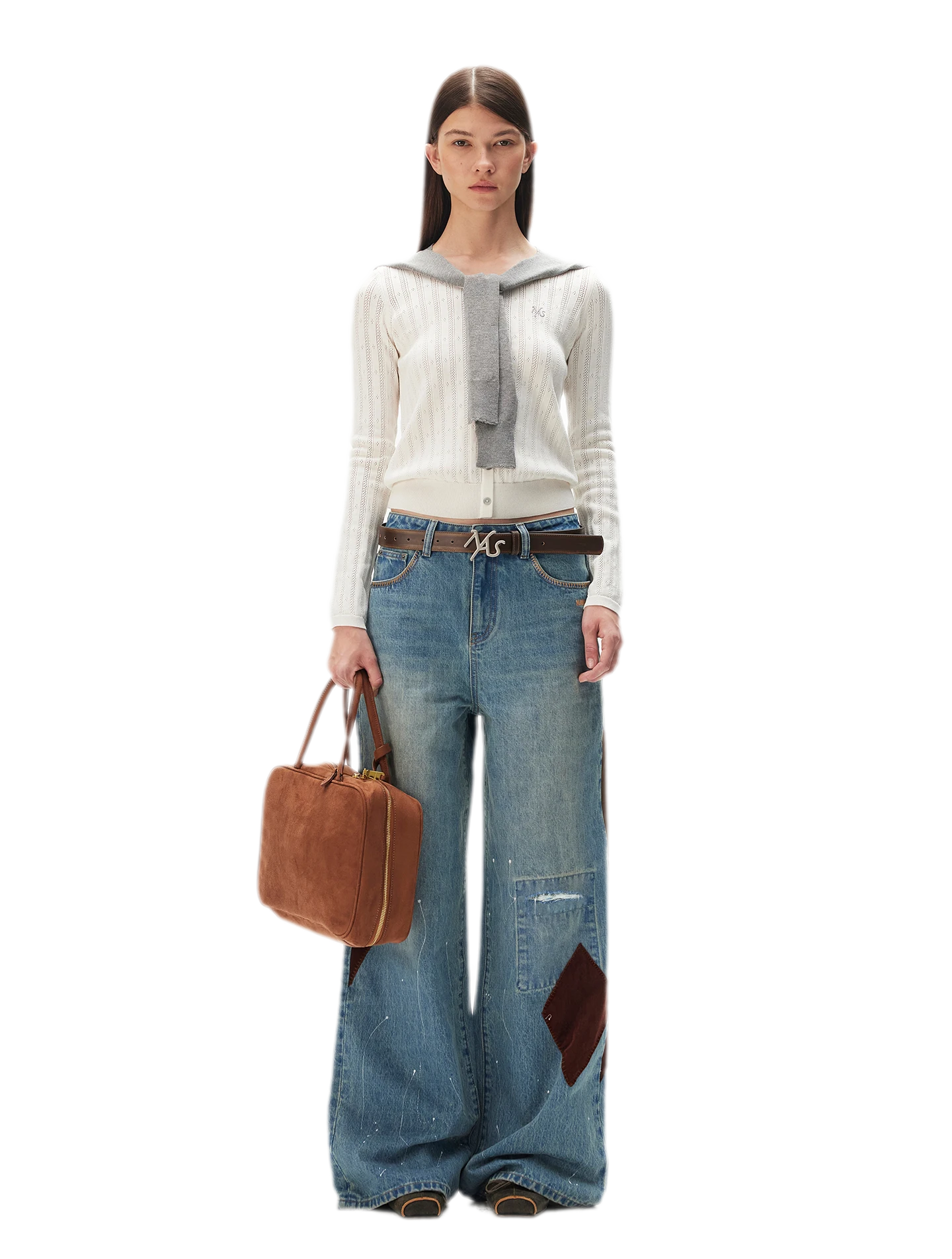 Washed Patchwork Jeans